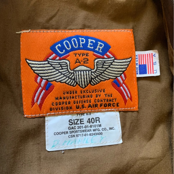 Cooper // VTG A2 Genuine Leather Bomber Jacket - Picture 5 of 15